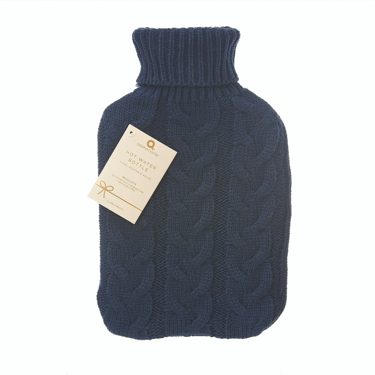 Aroma Home Navy Chunky Knit Hot Water Bottle 3 Aroma Home Navy Chunky Knit Hot Water Bottle