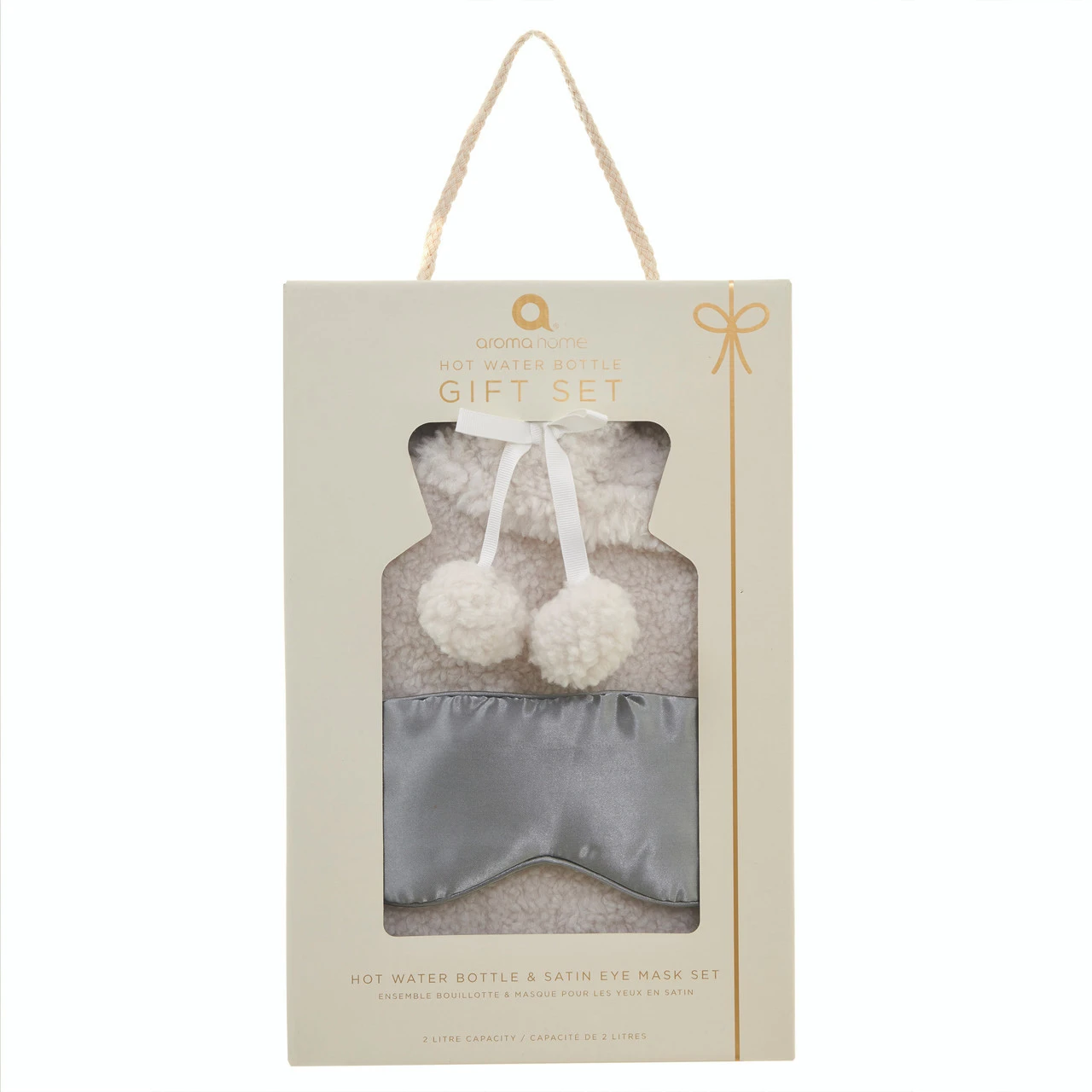 Aroma Home Bouclé Hot Water Bottle & Satin Eye Mask Set - Image 2