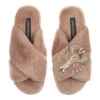 Laines London Classic Toffee Slippers With Gold Lobster Brooch -Korres Store Crop template copy 46852.1695824829