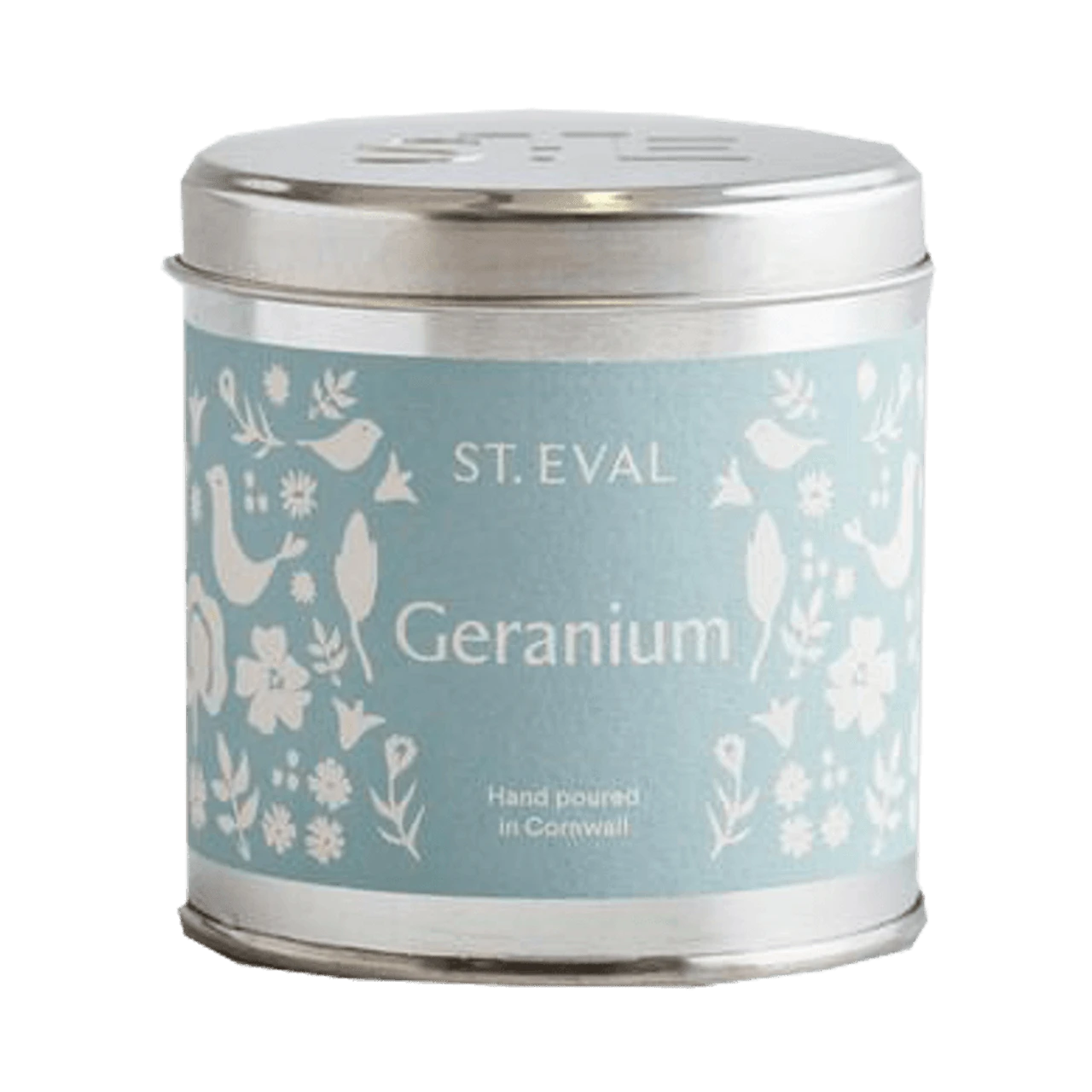 St Eval Candle Geranium Folk Tin Candle 3 St Eval Candle Geranium Folk Tin Candle