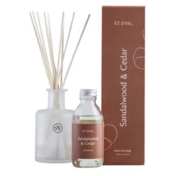 St Eval Lamorna Sandalwood & Cedar Reed Diffuser Set
