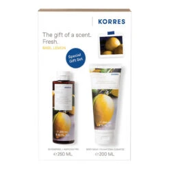 Korres Basil Lemon Showergel & Body Milk Set