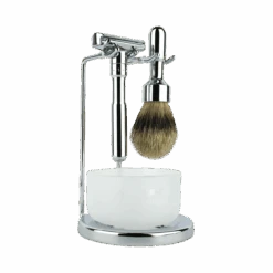 Merkur & Dovo Solingen 4-Piece Chrome Plated Polished Futur Shaving Set